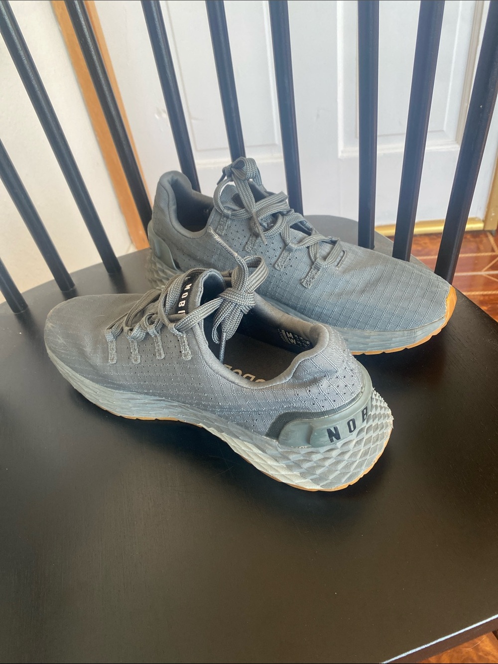 NOBULL Light Gray Knit Trainers with Orange Outsole Accent